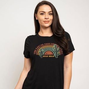 New Junior's Boutique Black Cactus graphic top
